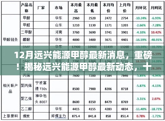 揭秘远兴能源甲醇最新动态,十二月独家资讯大解密
