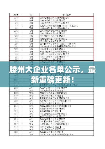 滕州大企业名单公示,最新重磅更新!